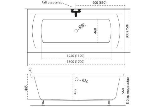 M-acryl Noé egyenes akril kád