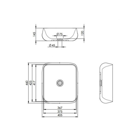 AREZZO design pultra ültethető mosdó ETNO 45x40