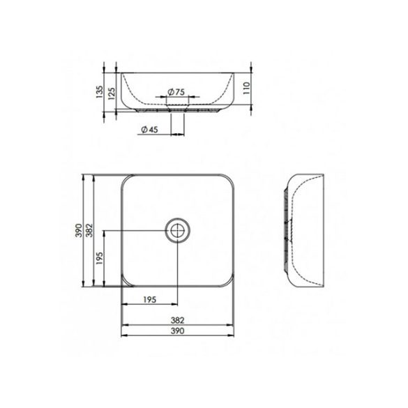 AREZZO design pultra ültethető mosdó TURDA 39x39