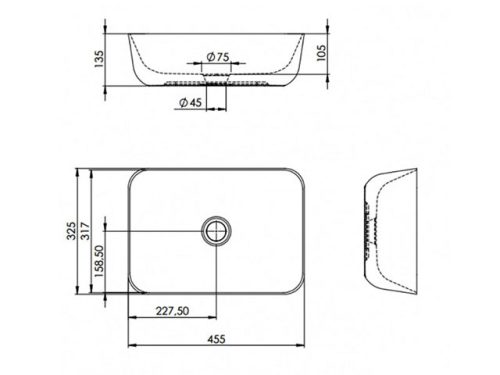 AREZZO design pultra ültethető mosdó RENI 46x33, fehér