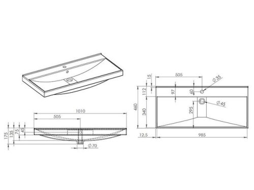 AREZZO design MAXXI 100 cm-es mosdó