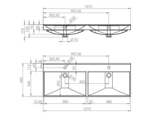 AREZZO design MAXXI 120 cm-es dupla mosdó