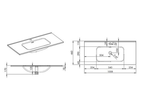 AREZZO design SKAPPA 100 cm-es mosdó