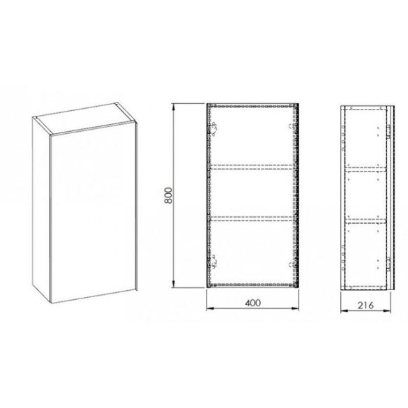 AREZZO design Monterey 40 cm-es felsőszekrény (21,6 cm mély) Mf. antracit színben