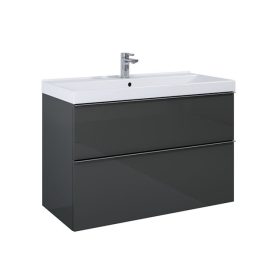   AREZZO design Monterey 100 cm-es alsószekrény 2 fiókkal Mf. antracit színben, szifonkivágással