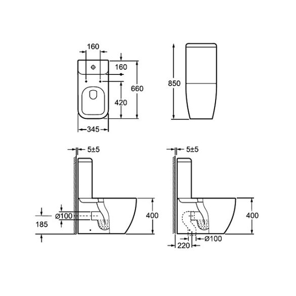 AREZZO design Ohio kombi wc alsós/hátsó kifolyású, ülőke nélkül AR-202 ( 2 doboz )