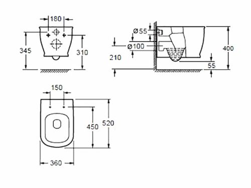 AREZZO design CHARLTON Rimless függesztett wc AR-401