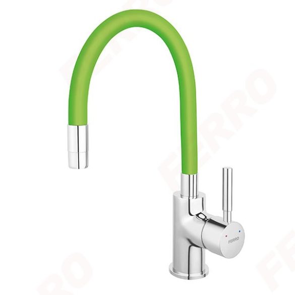 Ferro Zumba - Álló mosogató csaptelep flexibilis kifolyócsővel, zöld