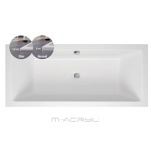 M-acryl Sabina Slim egyenes akril kád - 160x75 cm -170 L - többféle méret